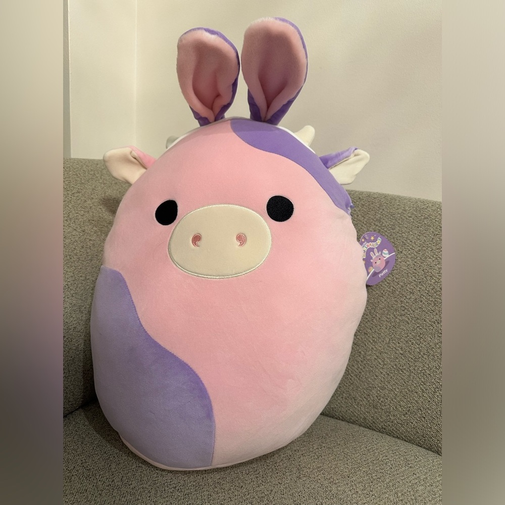 Nwt 16" Patty the Cow Easter Squishmallow Bunny Rabbit ears